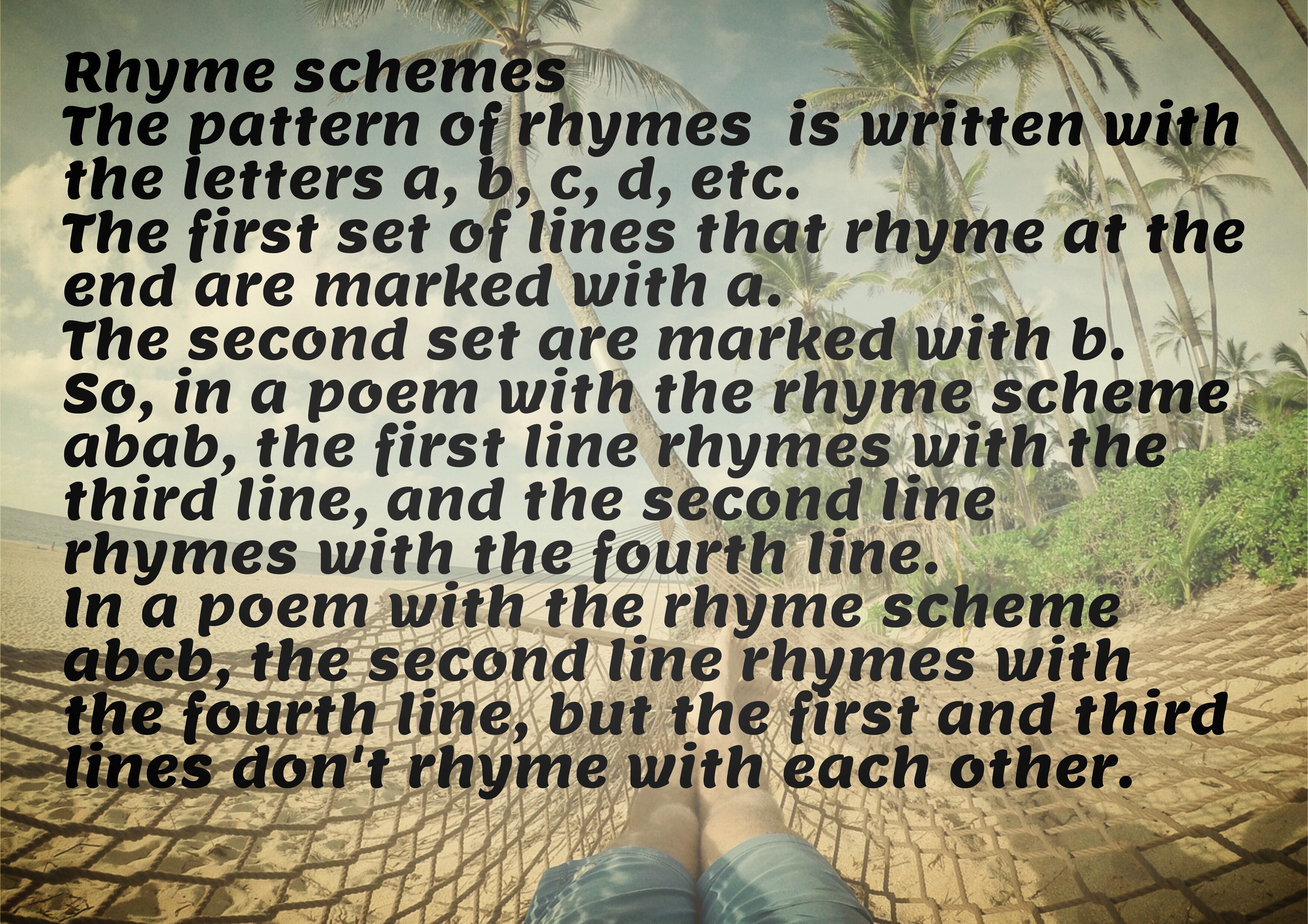 Frame Rhyme Rhyme schemes – Converging Lives. Sounds, Silence and Imagery